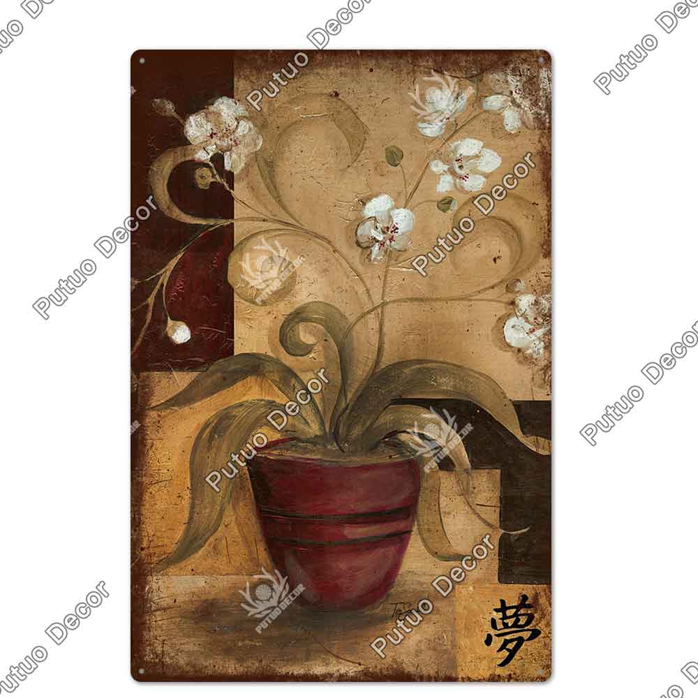Decor Flower Vintage Tin Sign Metal Sign Decorative Plaque Garden Living Room Kitchen Club Decor Wall Decoration