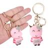 2Pcs Keychain Pendant Cartoon DiamondStudded Resin Small Cow Shape Metal Key Ring Decoration(Pink )
