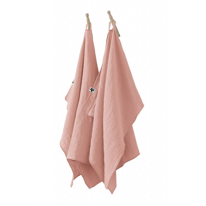 Set of 2 "Gaïa" Hand Towels 50 X 70 Cm "Cotton Gauze" - Gaïa Peach Pink