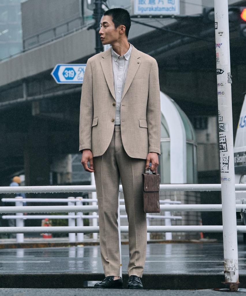 Stco [Summer Setup] Two-Tone Texture Lightweight Setup Set_Beige (Relaxed Fit)_Sejvb05Set