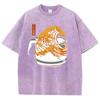 Retro T Shirt Vintage Washed  Cotton TShirt Japanese Style Wave  Graphic Tee Casual Streetwear Spring Summer
