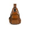 Whatna Antique-Style Tanned Natural Cowhide Leather Body Bag for Men, 3-Way Shoulder BagBackpack, 7 Pockets, Multifunctional, A4 Compatible, Fits