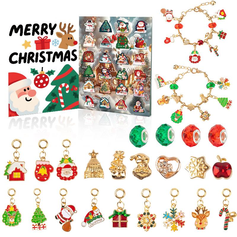 Weihnachts Kristall Armband Adventskalender Geschenk Verlorener Schmetterling Gold Silber 24 Tage Countdown 2025 Kinder Überraschungsbox Stimmungs-Requisiten