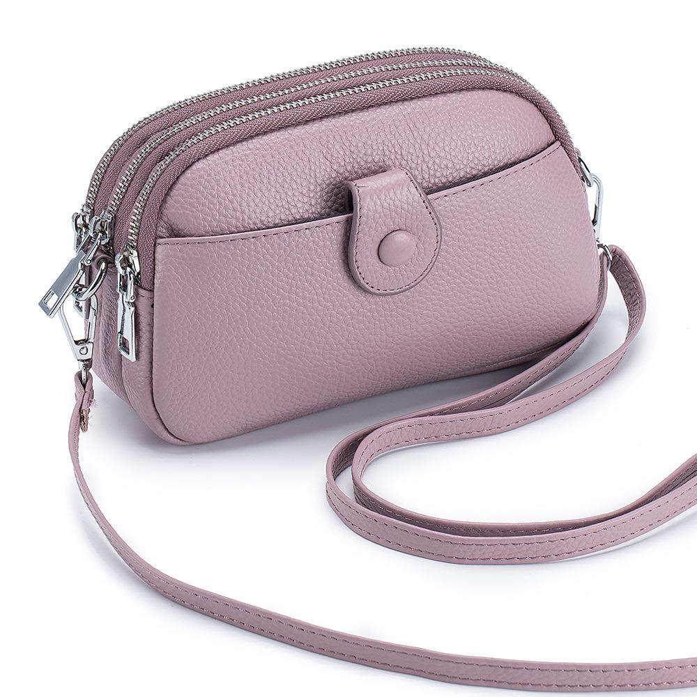 Echtes Leder Damenmode Umhängetasche Mini Cross Messenger Bags Weibliche kleine Geldbörse Drei Reißverschlusstaschen Design Luxus Handtasche