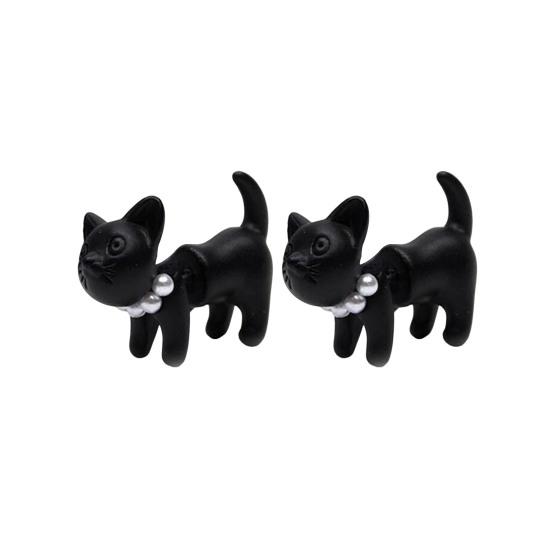 1 Pair Stud Earrings Piercing Style Polished Surface Cat Design Detachable Ear Studs Women Jewelry Collection