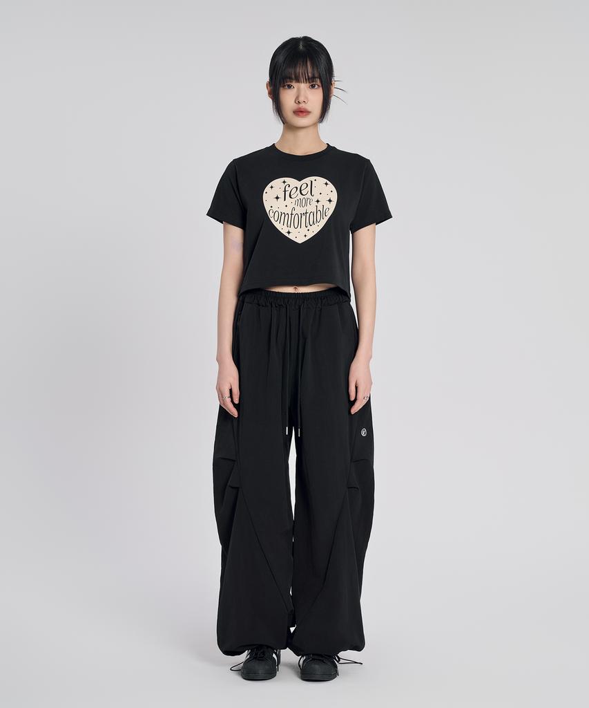SLOW RECORD HOUSE Parachute Flare Pants_Black