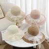 New Straw Lace Bow Big Brim Straw Hat Women's Summer Versatile Beach Sunshade Sun Hat