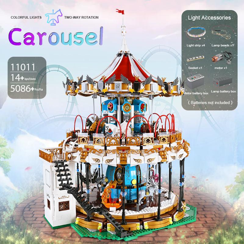 MOULD KING Building Blocks Creative The MKingLand Carousel Playground Model Assembly Bricks Toys for Kids Christmas Gifts