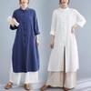 Frog Button Long Sleeve Zen Tang Suit: Cotton Linen Tai Chi Tea Master Clothing