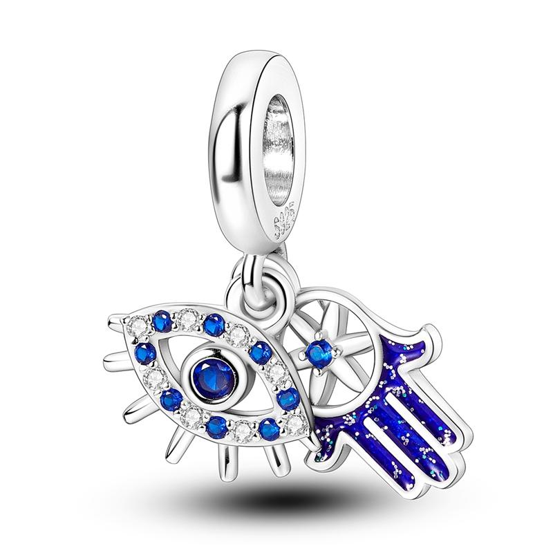 Blue Series Charms Copper Beads Butterfly Lovely Cat Heart Charms Fit Diy Original Bracelet Pendant For Women Jewelry Making