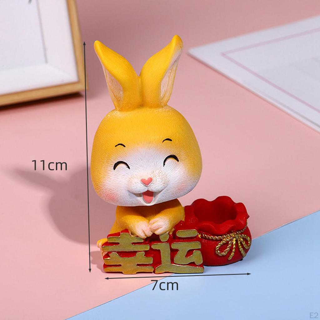 Wackelkopf Nickendes Kaninchen Figuren Skulpturen Dekoration Handgemachtes Ornament Lustiges Chinesisches Jahr