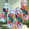 1PC Multi Color Daisy Sunflower Bouquet 750ml Color Plastic Sports Water Bottle Leakproof Flip Straw Lid Suitable for Sports Office Home Use
