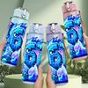 1PC Blue Glowing Number Six Seven Pattern 750ml Color Plastic Sports Water Bottle Leakproof Flip Straw Lid Suitable for Sports Office Home Use
