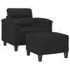Armchair with Footstool Black 60 Cm Faux Leather