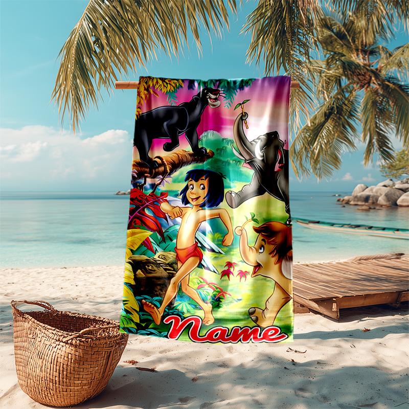 Personalized customized proof beach towel with The Jungle Book pattern - soft, absorbent,quick-drying,perfect swimming,camping&bathing