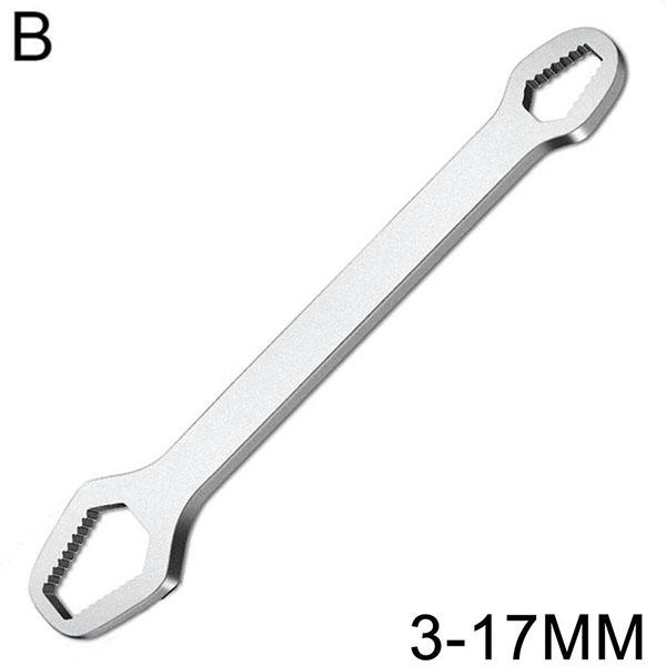 5mm Thick Adjustable Torx Wrench - Self-Tightening Dual-Head Spanner, Fits 3-17mm, Portable for Home & Auto Repairs, Versatile Black