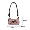 Yogodlns Y2k Pink Bow Armpit Bag for Women, New Fashionable and Versatile Texture Light Luxury Single Shoulder Small Square Bags