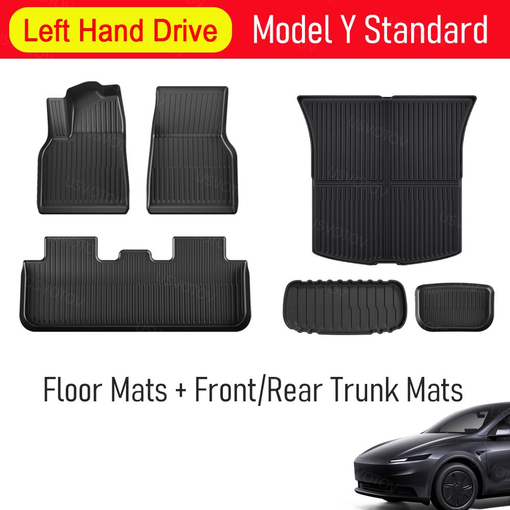 USVOTOV For 2025 2026 Tesla Model Y Standard RWD AWD Floor Mats All Weather Trunk Mats Cargo Liner Backrest Pads Car Accessories