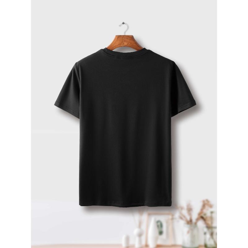 European Sizes Men's Casual Crew Neck T-Shirt with Geometric Letter Print, Short Sleeve, Regular Fit, Summer Wear Pullover Tee