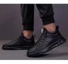 Waterproof Black Leather Lace-up Casual Men's Board Shoes: Trendy, Versatile, Comfortable.