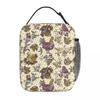Schickes Küken und Blumenmuster Isolierte Lunchtasche für Damen Kinder Tragbar Lebensmittelboxen Thermische Lunchbox Tragetasche