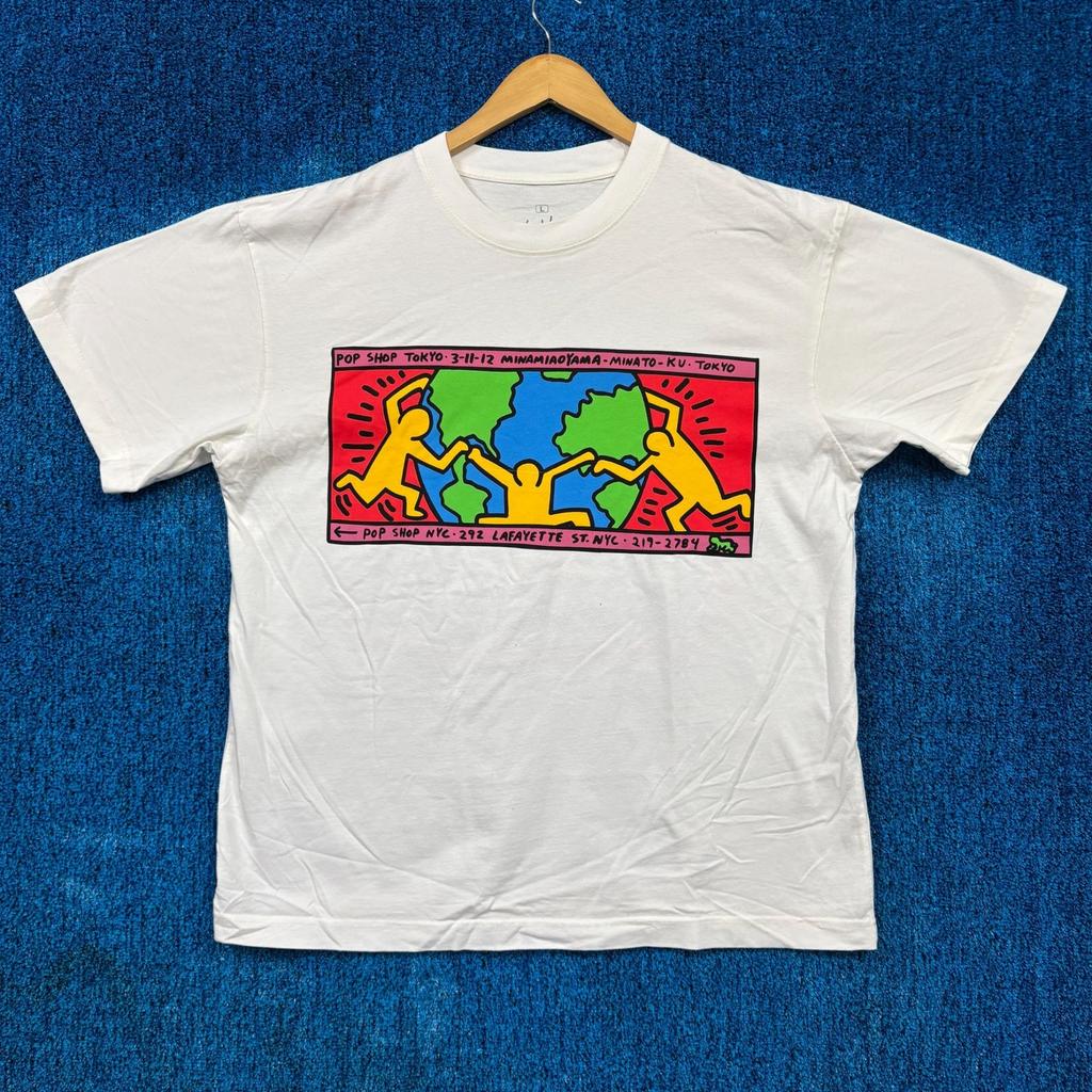 Keith Haring Popkonst Vit T-shirt Storlek Stor