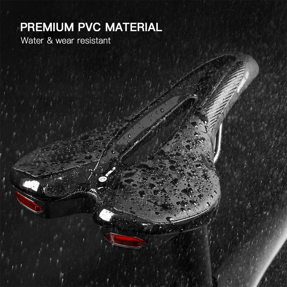 Bike Saddle Bicycle Soft Saddle with USB Charging Warning Taillight Breathable Seat Cushion for