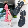 Shoes Women  Summer Rome Sandals Retro Clip Toe Rhinestone Wedge Platform Beach Bohemian Flip Flops Sandalias De Mujer