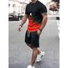 Mens T Shirt Shorts Set Fashion Mens Cross Printed Short Sleeve Two Pieces Oversized Outdoor Beach Sports Men's Plus Size Suit