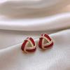 2025 Red Zirconia Geometric Triangle Stud Earrings - Zodiac-Themed
