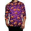 Men's Casual Halloween Print T-Shirt - Round Neck 3/4 Sleeve Novelty Graphic Tee Pullover for Adult Men - Fun Holiday Party Wear