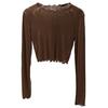 Women Summer Bottoming Tops Round Neck Long Sleeve Mesh Perspective Tops Sun Protection Inner Tops Daily Wear