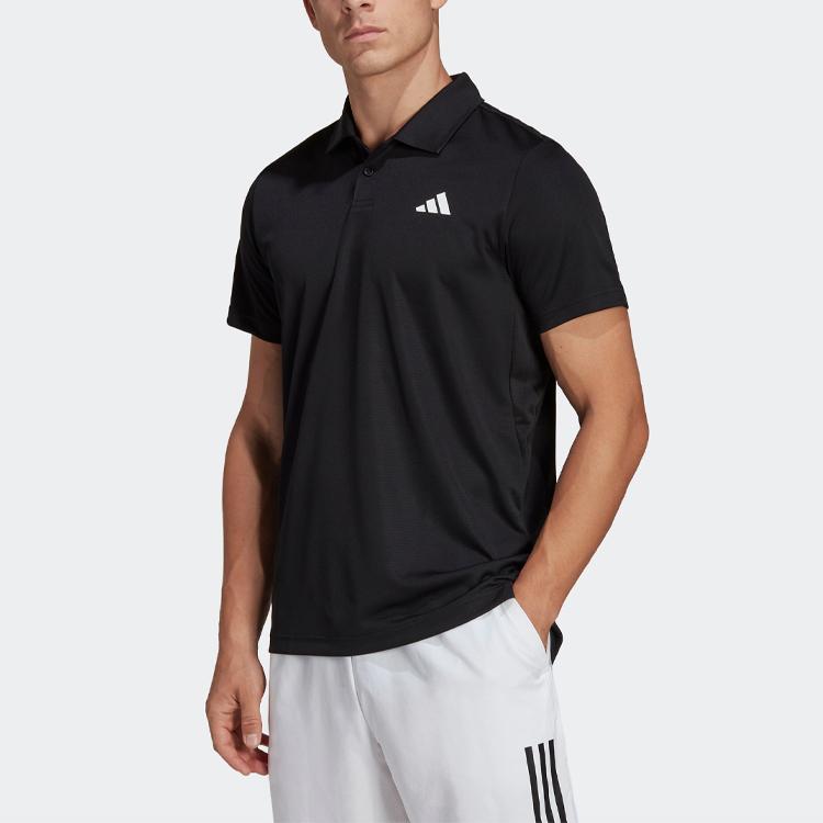 adidas Heat.Rdy Tennis Polo Shirt with Solid Color Logo Print Men Tops Black HS3236