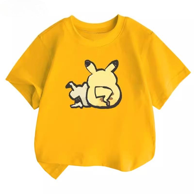 Potdemiel Summer New Pikachu Children's Pure Cotton T-Shirt, Comfortable and Breathable, Suitable for Both Boys and Girls.