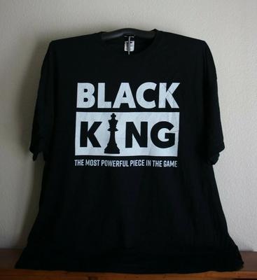 BLACK KING- THE MOST POWERFUL PIECE IN THE GAME- Chess 100% Cotton T-shirt Mens Tees Top 4XL In Black