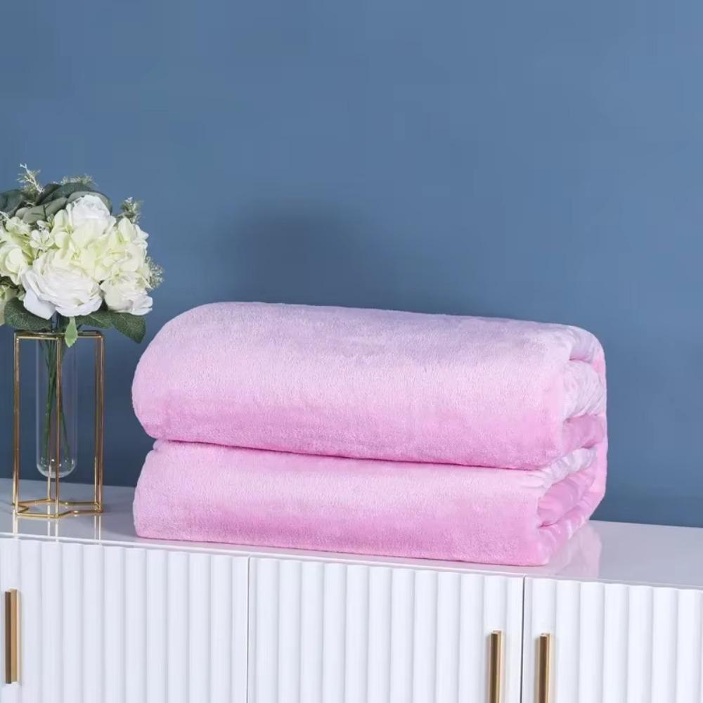Thicken Coral Fleece Fleece Blanket Double-Sided Fleece Super Soft Coral Fleece Blanket Solid Color Lightweight Flannel Blanket