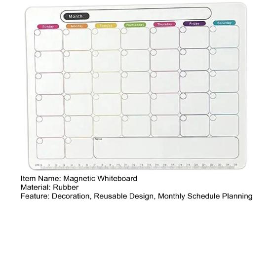 Magnetisk månadskalenderbräda Kylskåpsmagnet Torkbar Månadsschema Planeringstavla Kylskåpskalender Whiteboard Dekoration