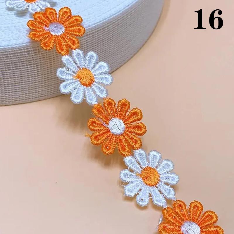 25mm Daisy Flower Lace Trim Colorful Embroidered Ribbon For DIY Crafts Sewing Supplies Knitting Wedding Handmade Patchwork