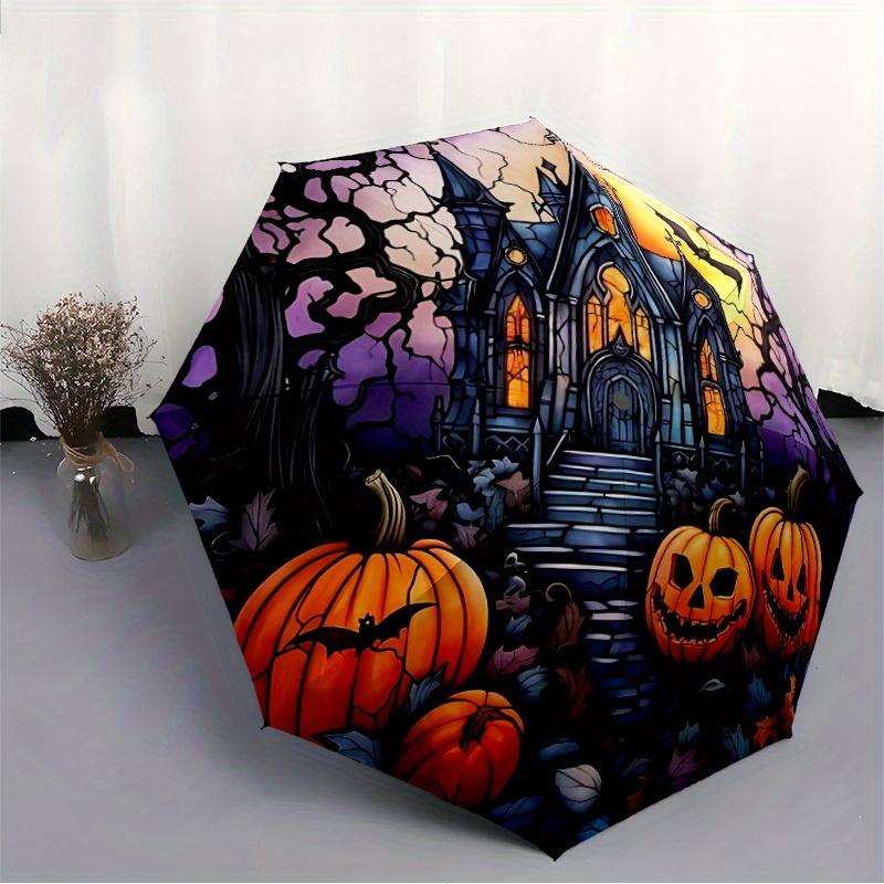 1pc Halloween Haunted Compact Travel Umbrella, Automatic Folding Lightweight Windproof 8-Bone Reinforced Design,012074