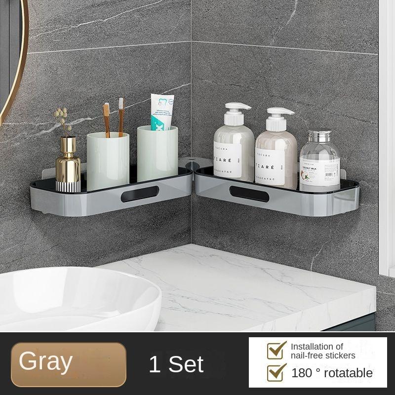 Punch-Free Restroom Shelf Wall-Mounted Rotatable Rack Corner Shower For Shampoo Makeup Organizer Restroom Accessories