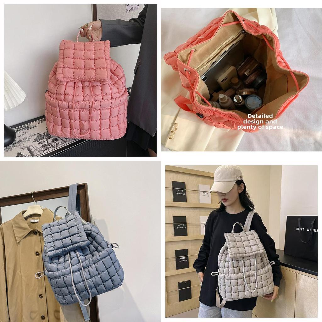 Urban Minimalist Womens Puffy Backpack With Polyester Material And Large Capacity For Daily Use