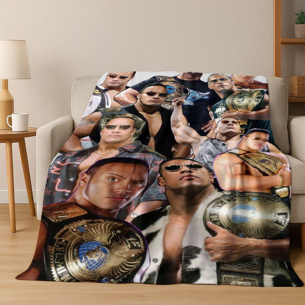 Sterke The Rock Dwayne Johnson Kunst Flanellen Deken, Gezellige Zachte Plaid voor Huis Slaapkamer Bed Bank Picknick Kantoor Cover Cadeau