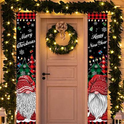 Christmas Decoration Hanging Flag For Doors Decor Faceless Man Hanging Flag For Xmas Door Curtains For Home New Year Accessorie