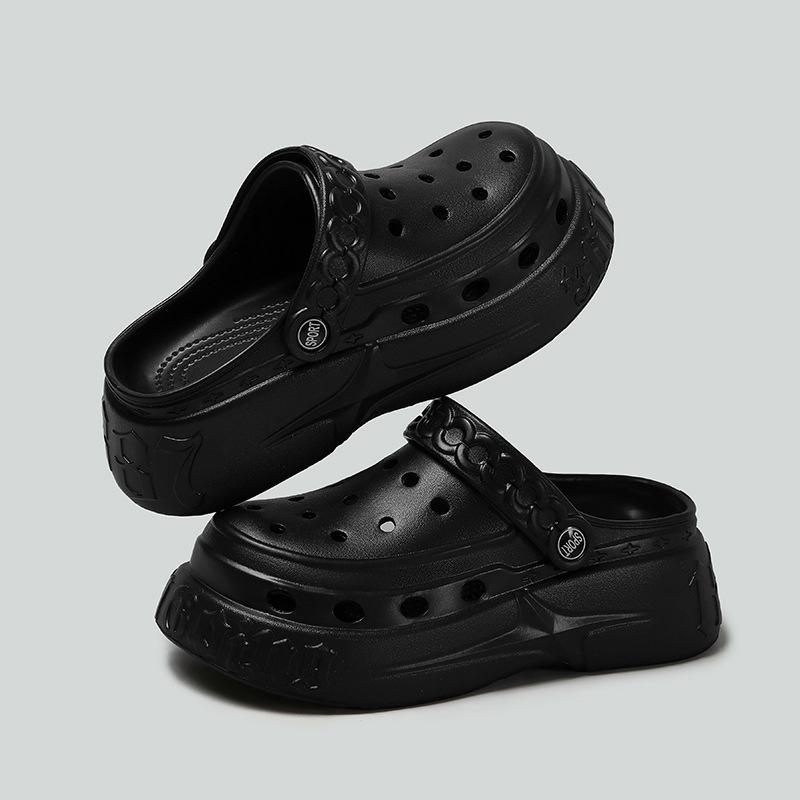 Nieuwe zomer anti-slip muffin verhogende baotou strandsandalen zomer slippers dragen dikke zool gaten schoenen vrouwen