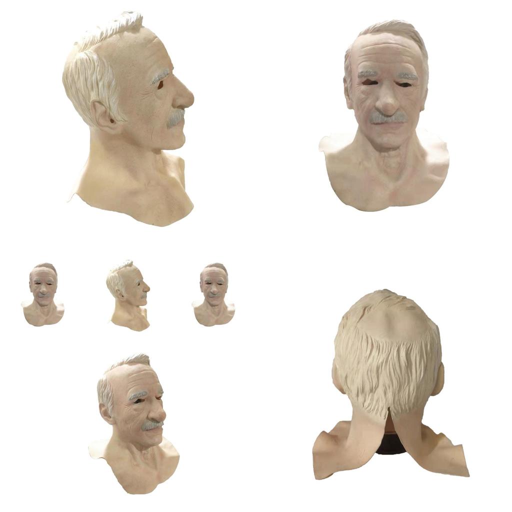 Latex Old Man Mask For Halloween Party And Live Streaming Prop