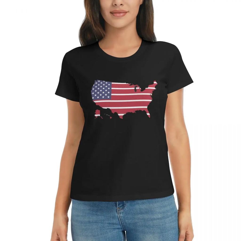 Women TShirt USA American Flag Summer Short Sleeve Tees Round Neck Cotton T Shirts Clothes Tops Streetwear