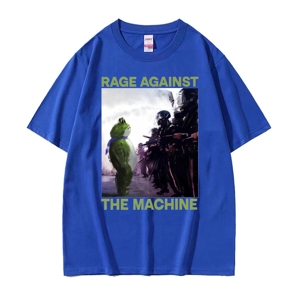Rage Against The Machine Portland Frog Protest Meme T Shirts Men Women Summer Cotton Oversized T Shirt Fashion 90s Retro Tshirt