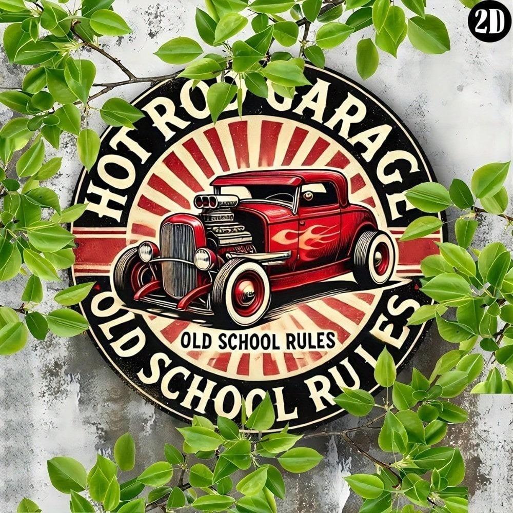 Premium Vintage Hot Rod Garage Metallschild Rund Mechaniker im Dienst Benutzerdefinierte Festival Dekoration