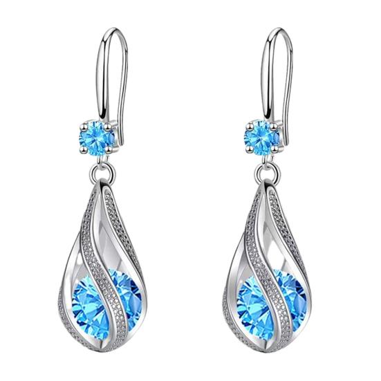 1 Pair Drop Earrings Cubic Zirconia Waterdrop Shape Long Earrings Lightweight Smooth Surface Hook Earrings Banquet Dance Accessories