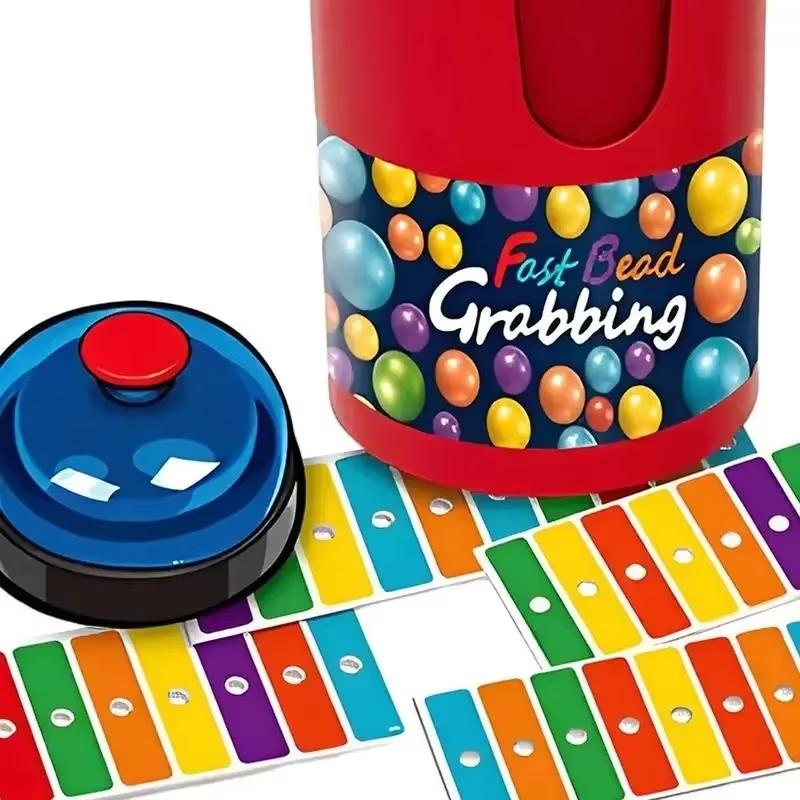1 Set Fun Fast Bead Grabbing Two-Player Game With Bells Match Color Line Bingo Board Games For Adult Kids Reaction Training Toys